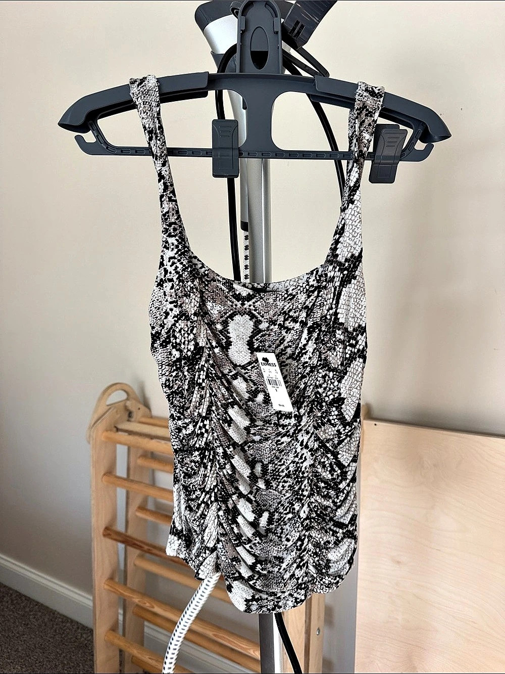 Express Snake Print Ruched Square Neck Tank Top Snakeskin Print Tank Top
